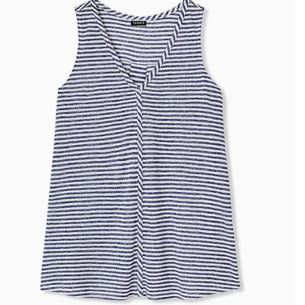 Torrid Navy Stripe Jersey Swing Tank